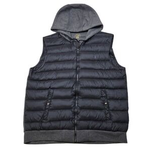 Polo Ralph Lauren Hoodie Puffer Vest Mens Large‎ Black & Gray Activewear